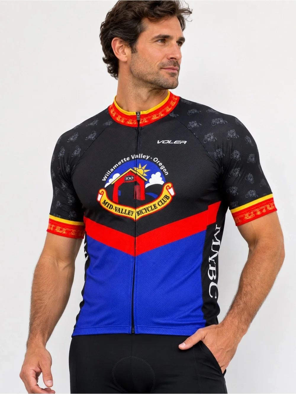 Voler Mid-Valley Bicycle Club Cycling Jersey USA Made Full Zip Men’s 2XL